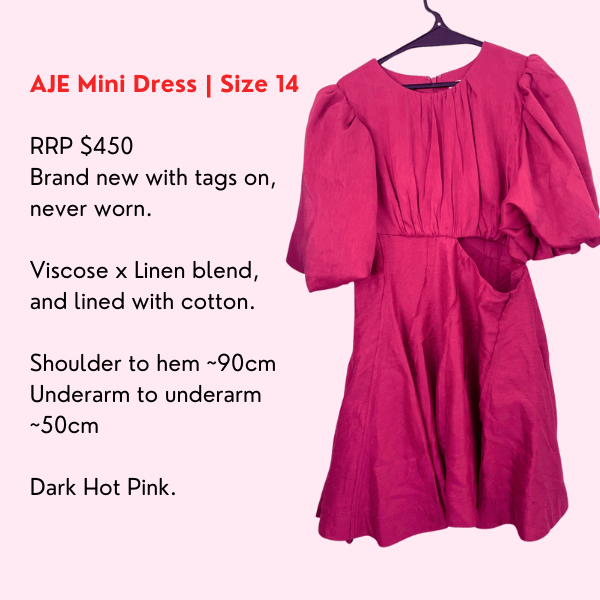 AJE Admiration Assymmetric Mini Dress Hot PinkDressConiifer Design Studio Jewellery