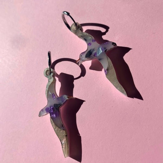 Lilac Skies Seagull Huggie EarringsEarringsConiifer Design Studio Jewellery