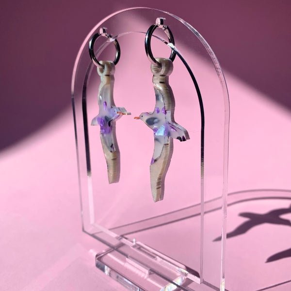 Lilac Skies Seagull Huggie EarringsEarringsConiifer Design Studio Jewellery