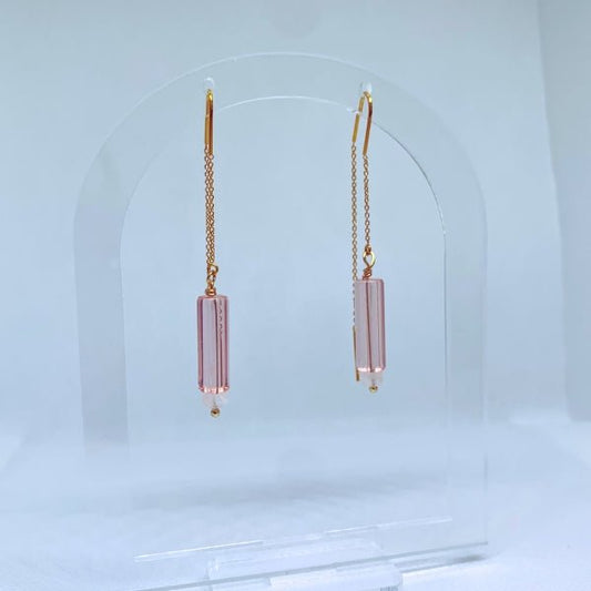 Moonstone Pink Bar ThreadersEarringsConiifer Design Studio Jewellery