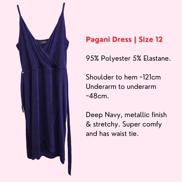 PAGANI Dress Metallic Navy Size 12DressConiifer Design Studio Jewellery