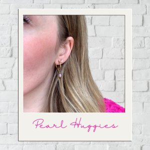 Pearl Huggies - LavenderEarringsConiifer Design Studio Jewellery