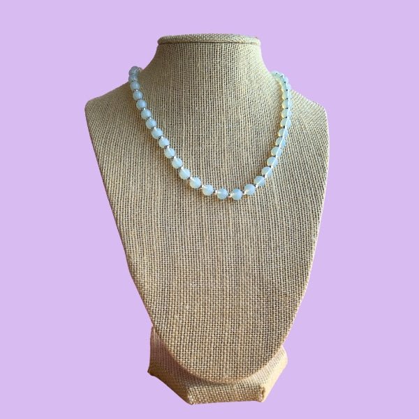 Seafoam Opalite Beaded Necklace on display. Coniifer Design Studio, Beaded Necklaces NZ.