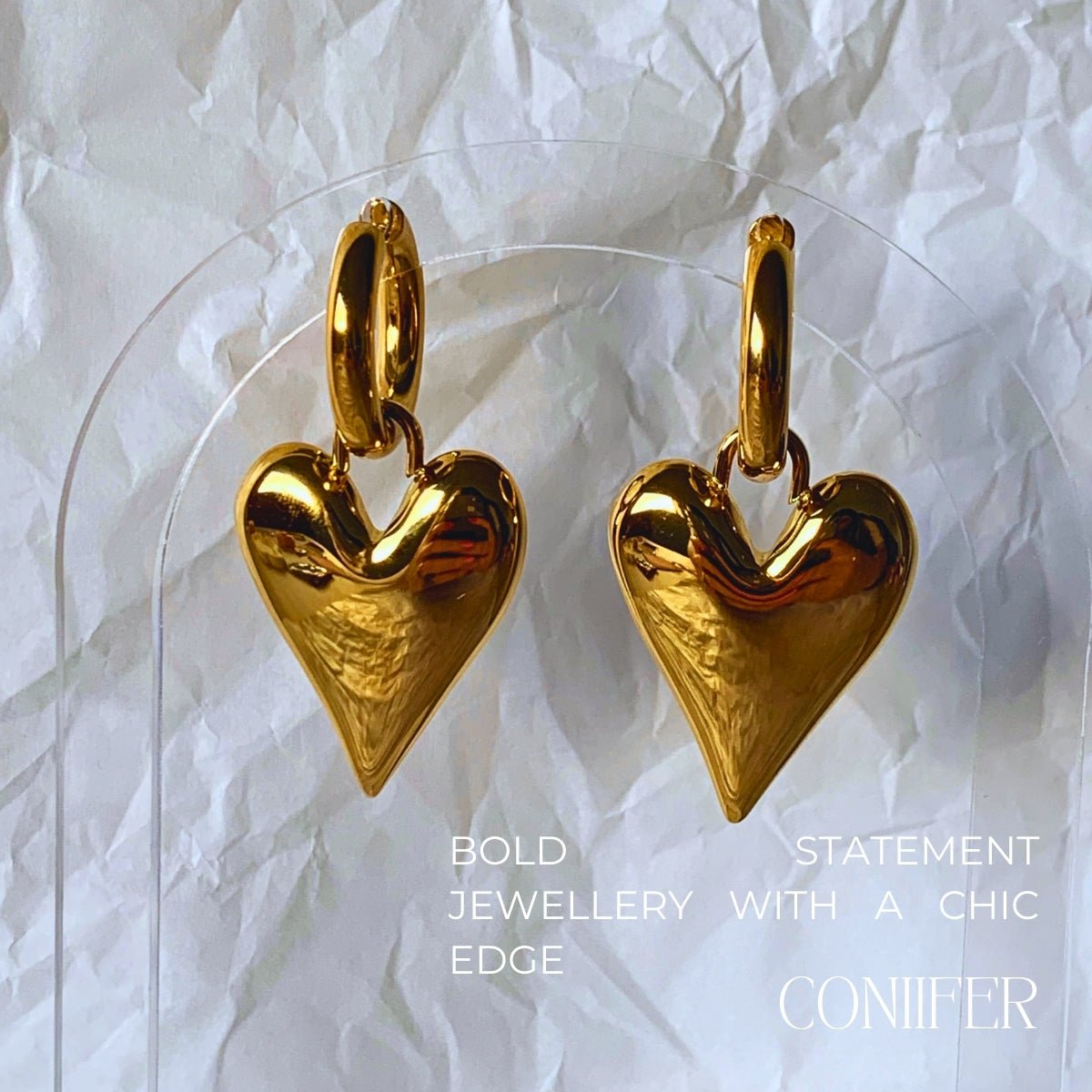 VALENTINA HEART HUGGIES | GOLDEarringsConiifer Design Studio Jewellery