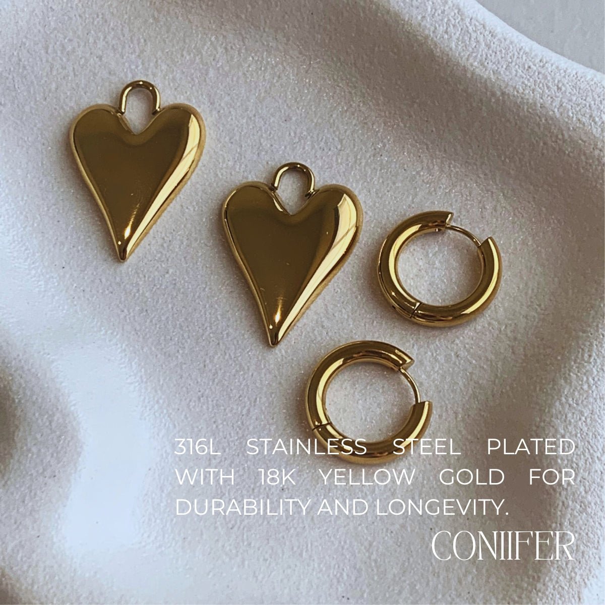 VALENTINA HEART HUGGIES | GOLDEarringsConiifer Design Studio Jewellery